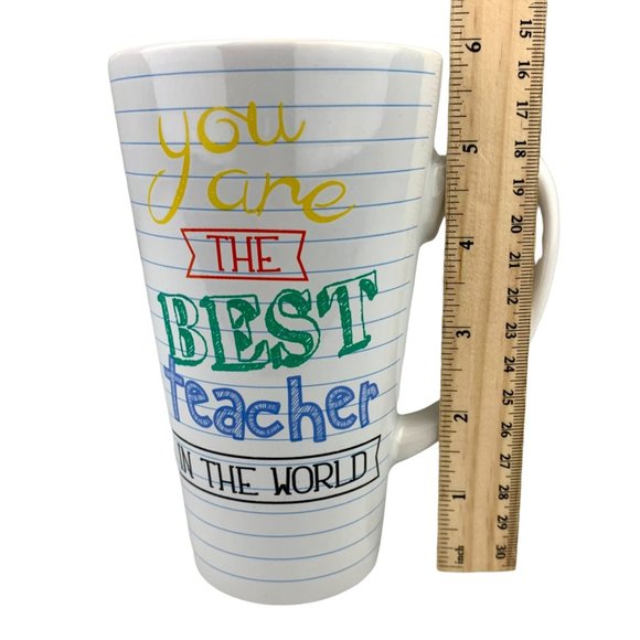 Coffee Mug Cup You Are the Best Teacher Tall Oversized Notebook Paper Pattern - Picture 6 of 7